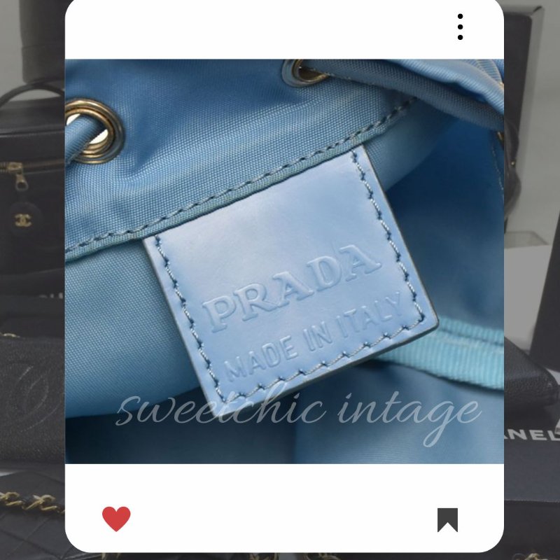 💖9 月新品上架 🔥 ✨經典款！ Prada Tessuto 降落傘小水桶包包 淺藍色 PRADA 降落傘包 中古托特鏈包-6