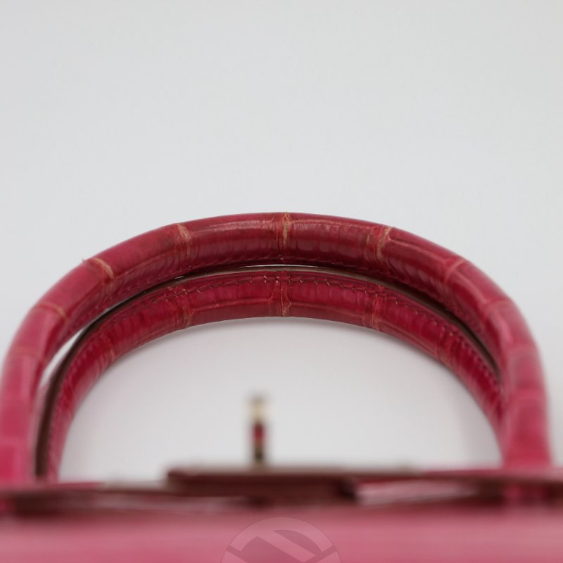 【飛天馬精品】HERMES 愛馬仕-手提包 Birkin 30 Porosus灣鱷 銀扣 天方夜譚粉紫 "F刻"-3