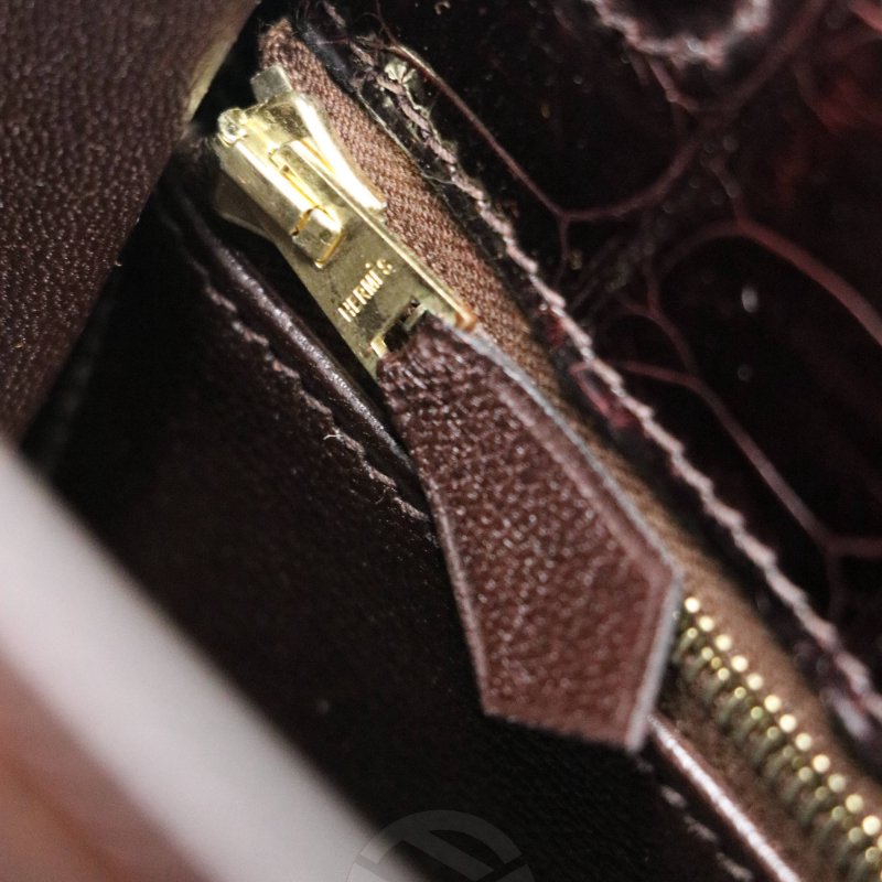 【飛天馬精品】HERMES 愛馬仕-手提包 Kelly 28 Porosus灣鱷 金扣 "H刻"-7