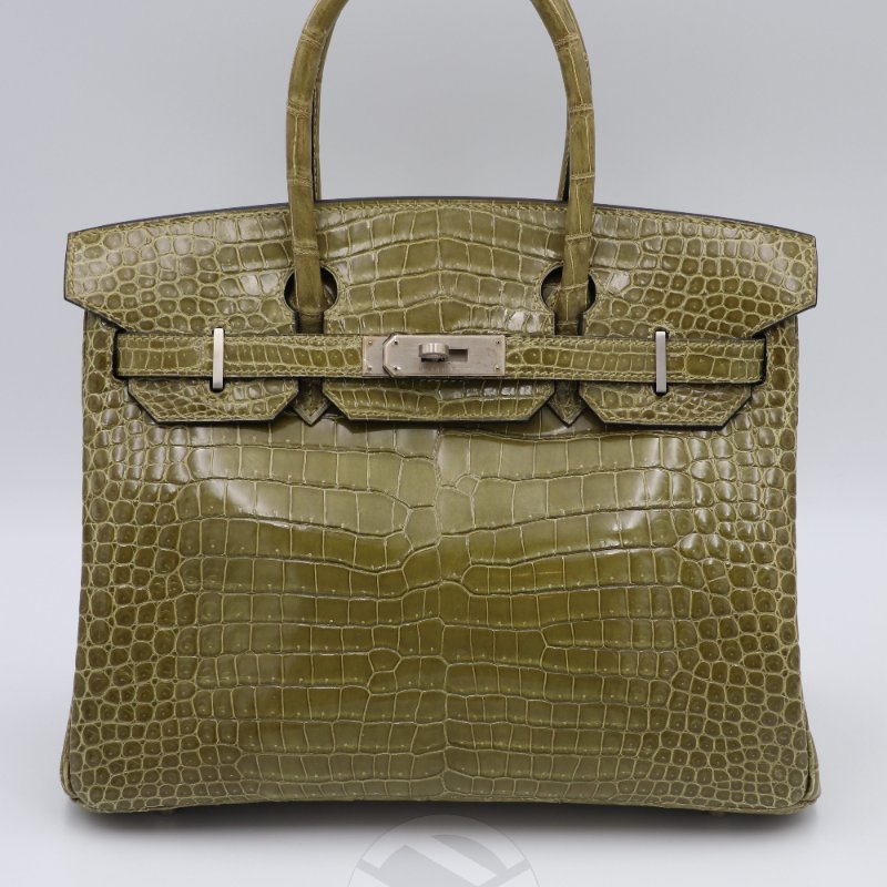 【飛天馬精品】HERMES 愛馬仕－手提包 Birkin 30 Porosus灣鱷 銀扣 "G刻"-0