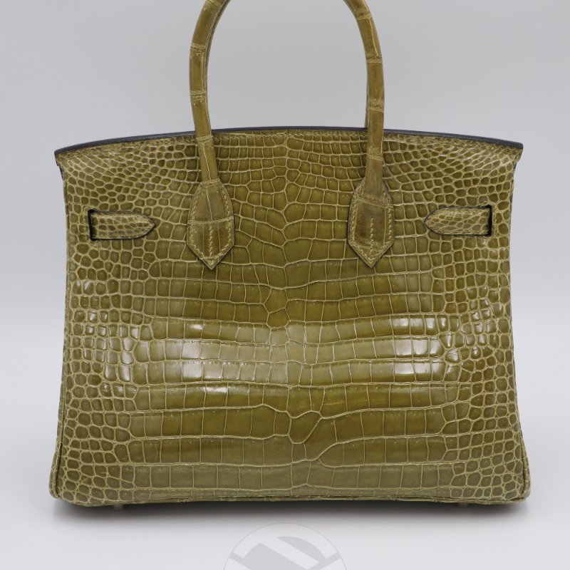 【飛天馬精品】HERMES 愛馬仕－手提包 Birkin 30 Porosus灣鱷 銀扣 "G刻"-1