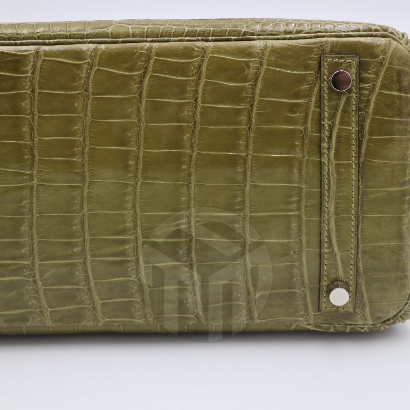 【飛天馬精品】HERMES 愛馬仕－手提包 Birkin 30 Porosus灣鱷 銀扣 "G刻"-2