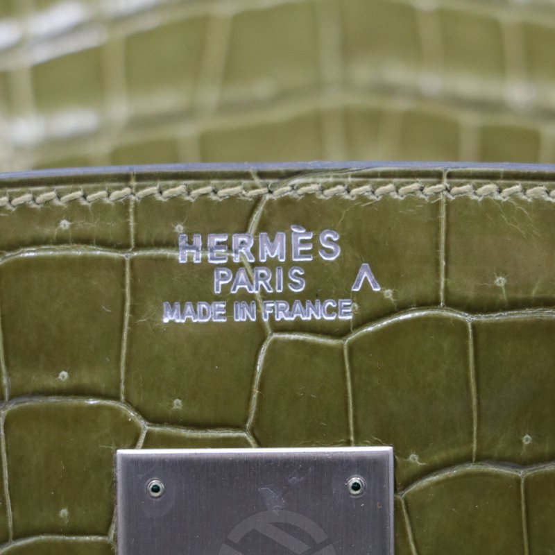 【飛天馬精品】HERMES 愛馬仕－手提包 Birkin 30 Porosus灣鱷 銀扣 "G刻"-6