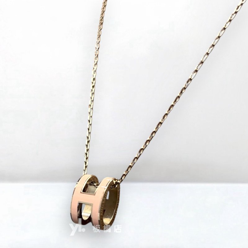 Hermes 85粉色銀簍空POP H項鍊H147991FP85-1