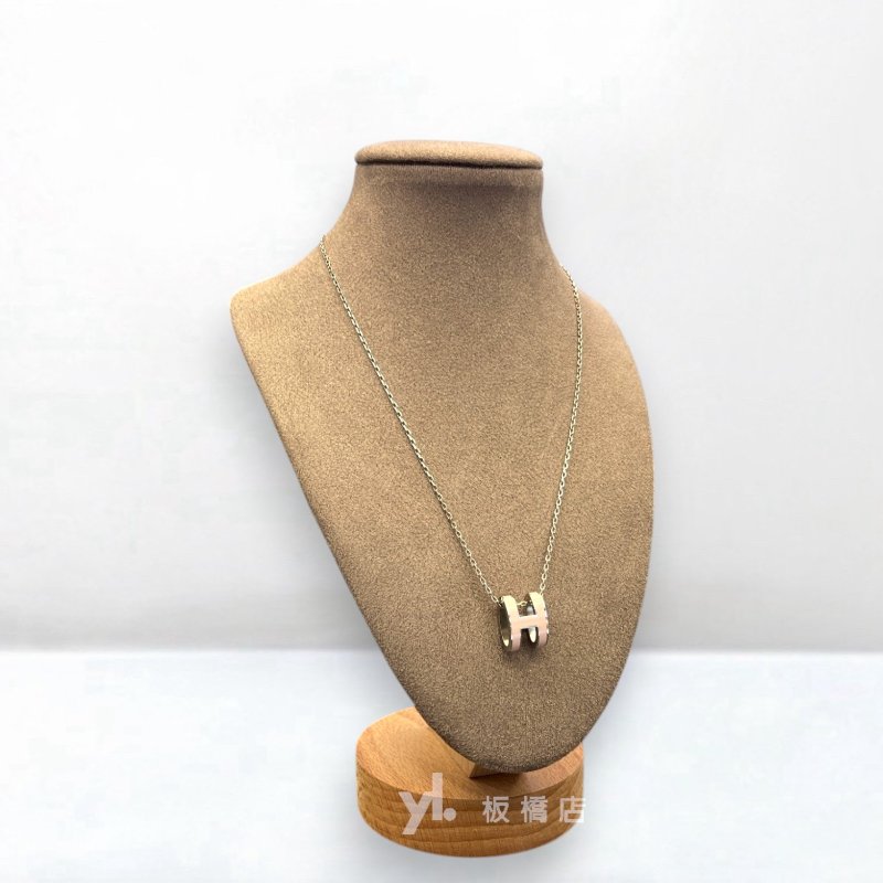 Hermes 85粉色銀簍空POP H項鍊H147991FP85-4