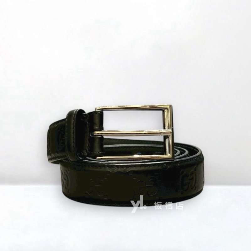 GUCCI 黑牛皮壓紋皮帶429028-1