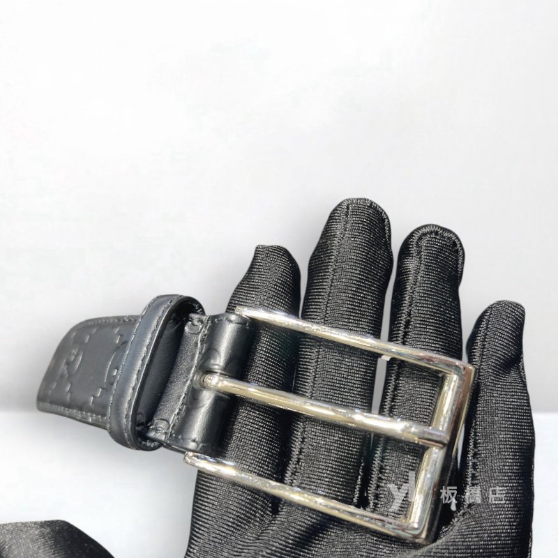 GUCCI 黑牛皮壓紋皮帶429028-4