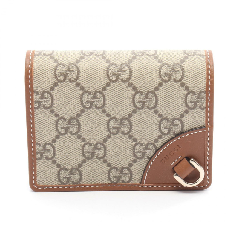 GUCCI GG 標誌小錢包 820692FAD6L9758 皮革 PVC 米棕色 全新 女士-0