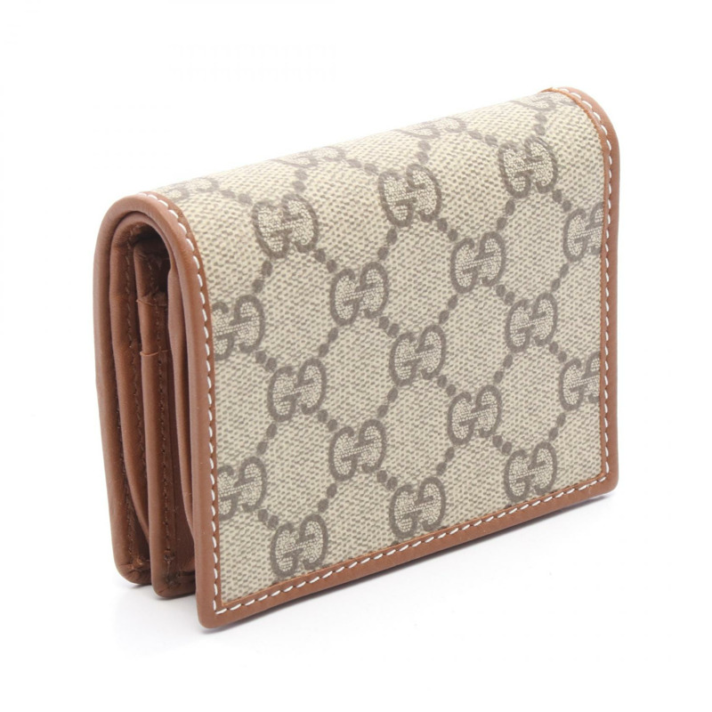 GUCCI GG 標誌小錢包 820692FAD6L9758 皮革 PVC 米棕色 全新 女士-1