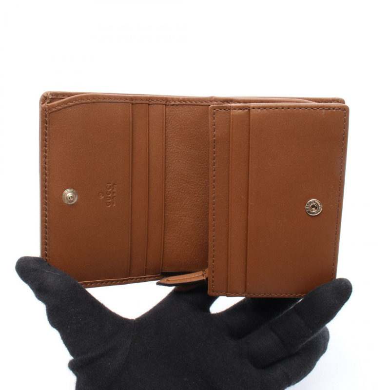 GUCCI GG 標誌小錢包 820692FAD6L9758 皮革 PVC 米棕色 全新 女士-2