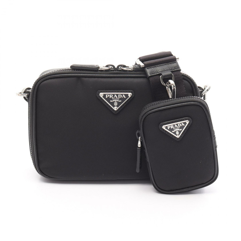 PRADA Brique 肩背包 2VH0702DMHF0002XMP 尼龍 Saffiano 皮革 黑色 全新-0