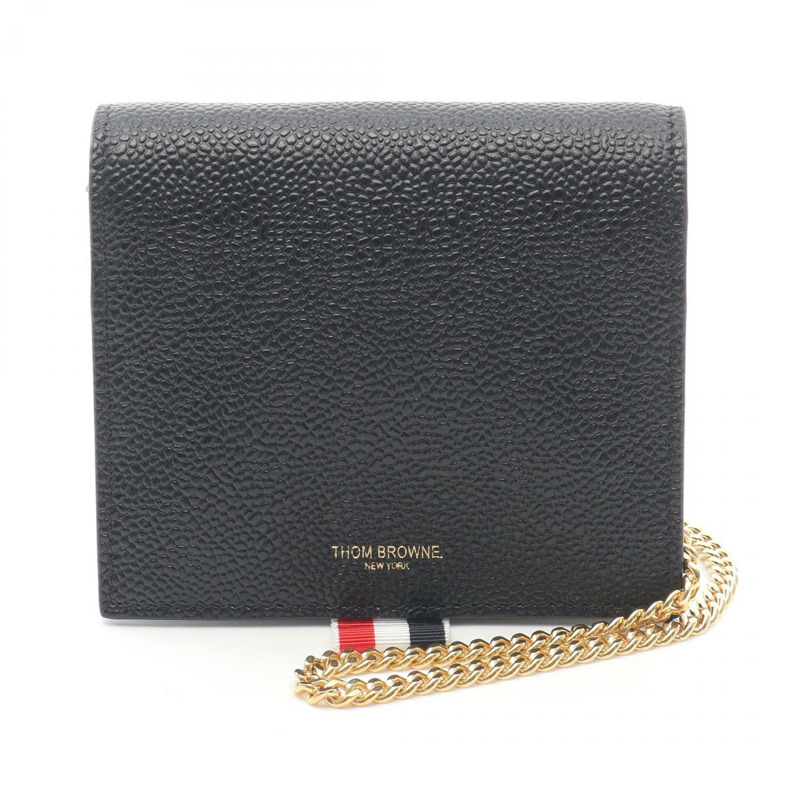 THOM BROWNE 卡包鏈條掛套 FAW103A00198001 皮革 黑色 全新-0