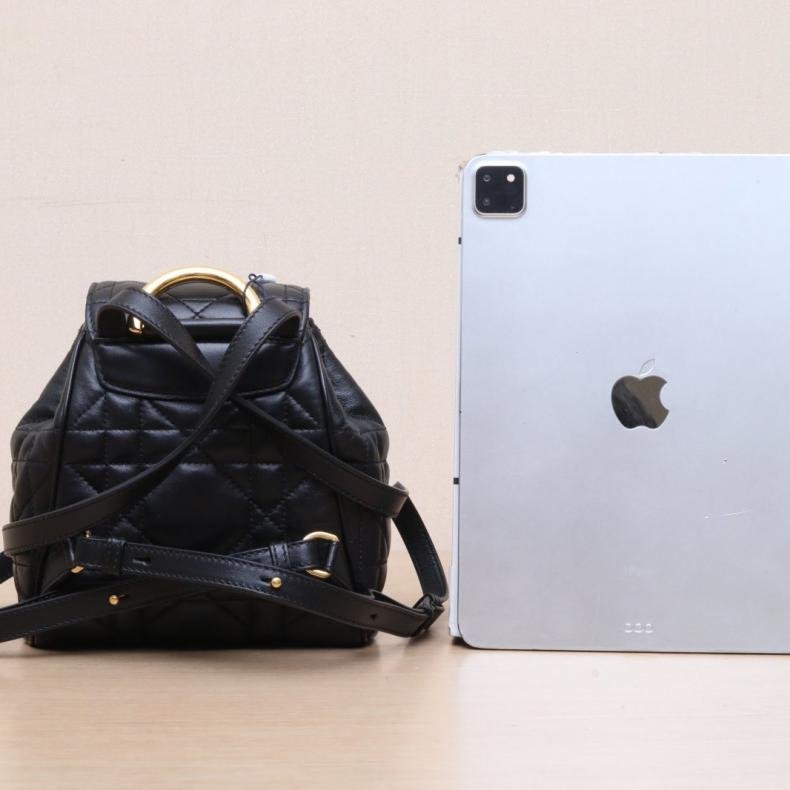 2025早春系列 Caro 小號 雙肩包超大藤格紋 黑色 羊皮革 金扣 2024 雙肩包 超大藤格紋-1