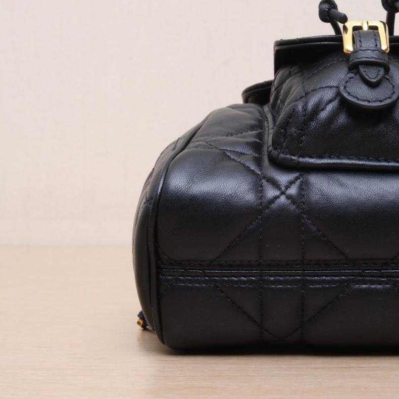 2025早春系列 Caro 小號 雙肩包超大藤格紋 黑色 羊皮革 金扣 2024 雙肩包 超大藤格紋-3