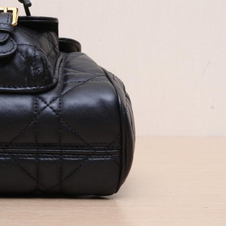 2025早春系列 Caro 小號 雙肩包超大藤格紋 黑色 羊皮革 金扣 2024 雙肩包 超大藤格紋-4