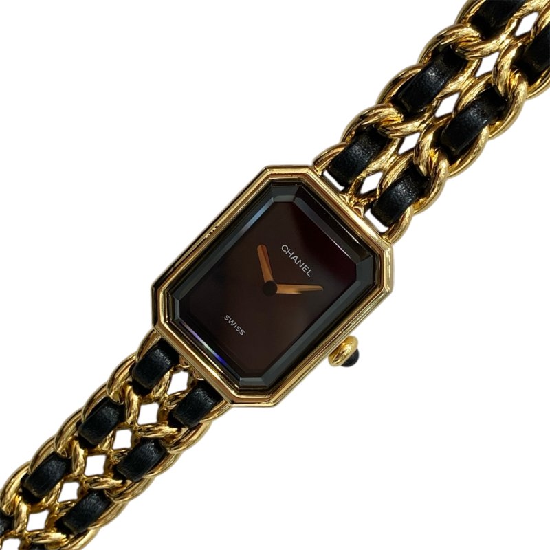 CHANEL 香奈兒 H0001 Premiere L 方糖 石英錶 黑金-0