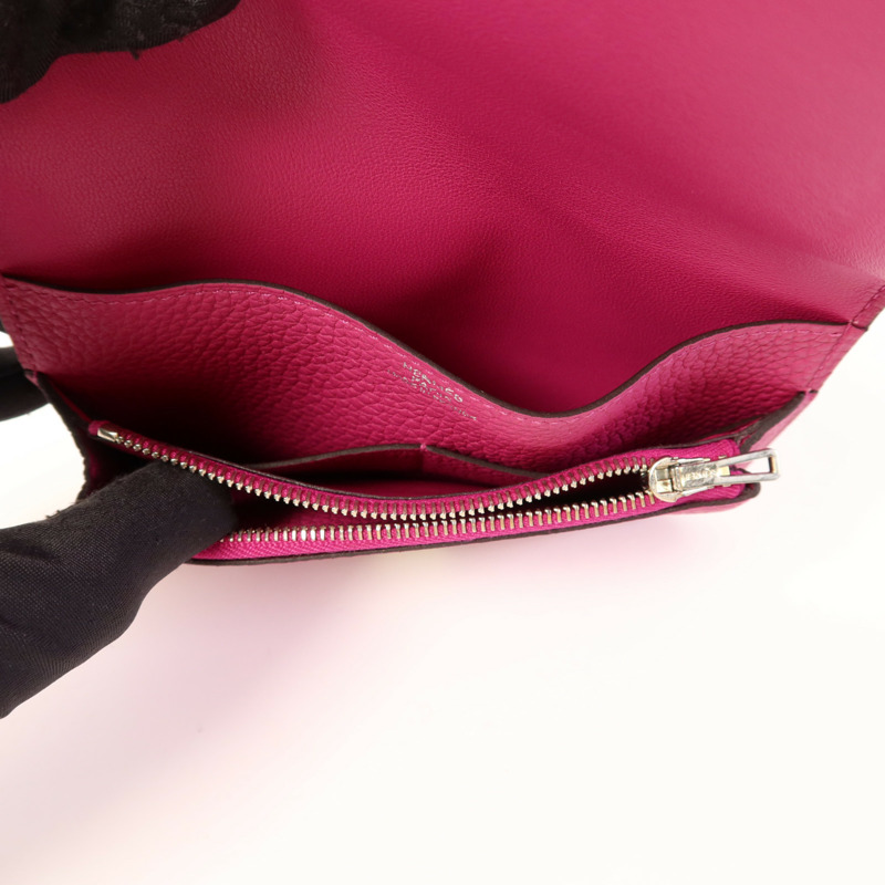 HERMES Evercolor皮革Dogon Compact Wallet銀扣錢包-5