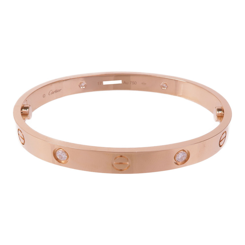 CARTIER 18K玫瑰金Love Bracelet 4P Diamond鑽石手鐲Cartier#17-0