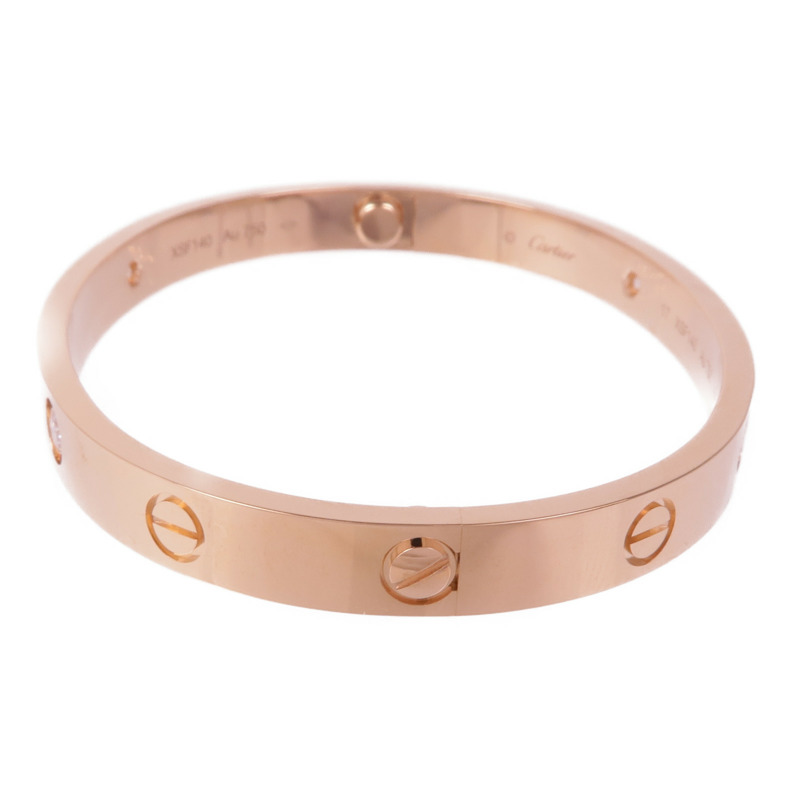 CARTIER 18K玫瑰金Love Bracelet 4P Diamond鑽石手鐲Cartier#17-1