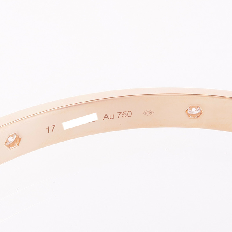 CARTIER 18K玫瑰金Love Bracelet 4P Diamond鑽石手鐲Cartier#17-4