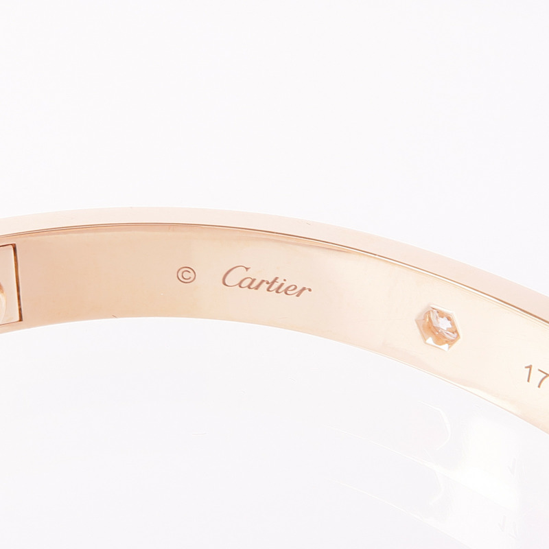 CARTIER 18K玫瑰金Love Bracelet 4P Diamond鑽石手鐲Cartier#17-5
