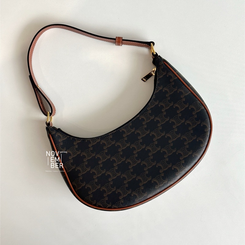 近全新🙌🏻 Celine 賽琳 AVA 老花半月包 凱旋門 肩背包-5