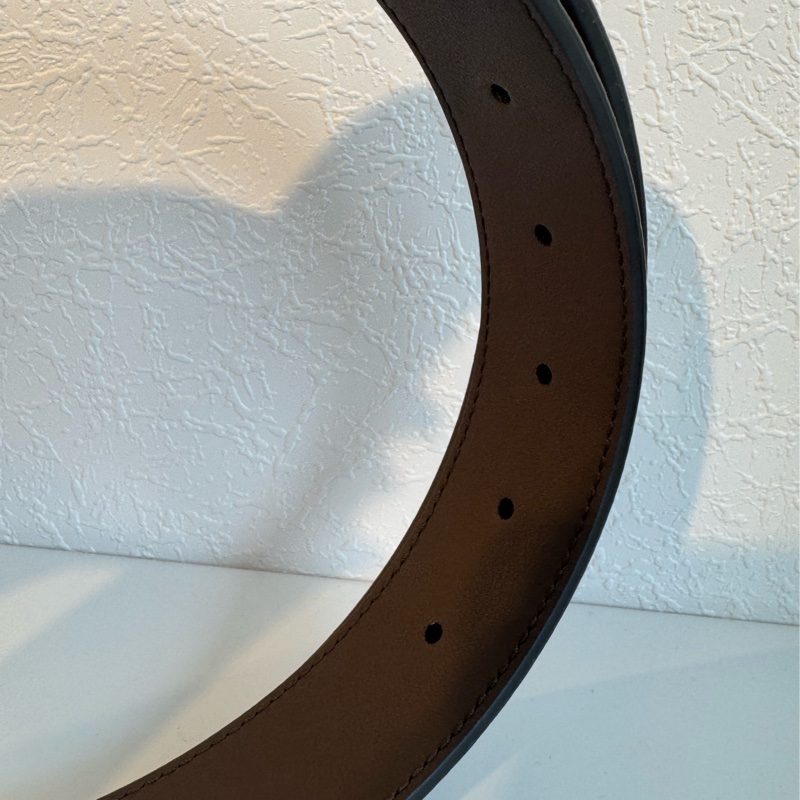 Gucci滿版花紋/咖金釦皮帶85cm-5