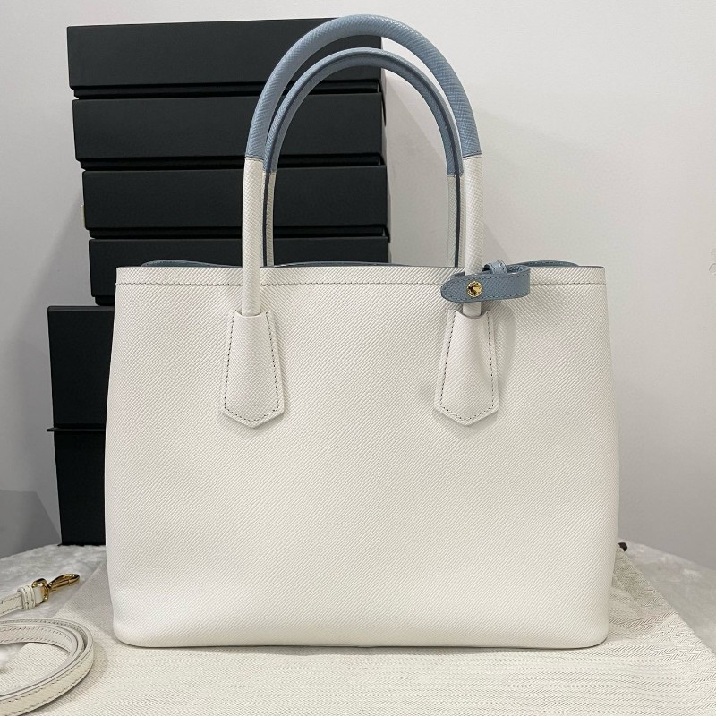 Prada普拉達中號白拼藍色double 托特包 手提包-1