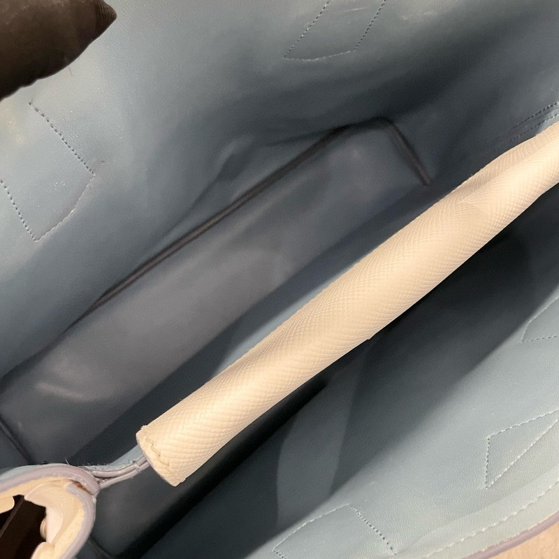 Prada普拉達中號白拼藍色double 托特包 手提包-3