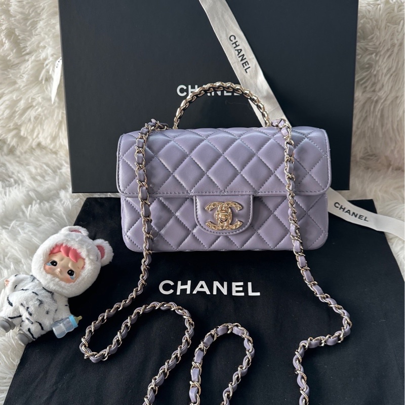 香奈兒 Chanel 24A cf mini 麥穗手柄 鑽石手柄 手提 斜挎 單肩-0