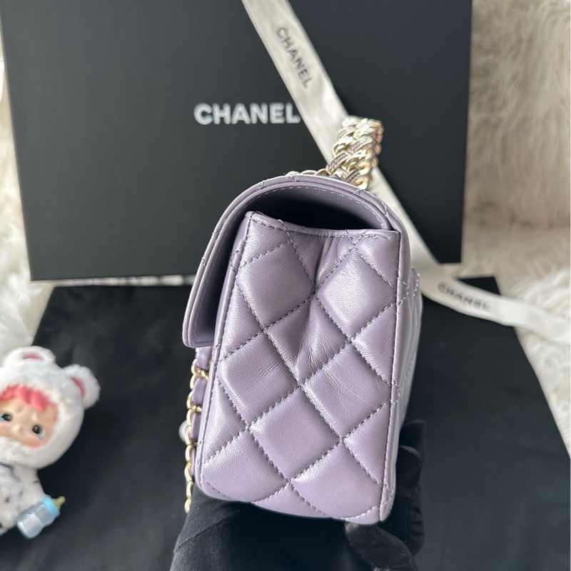 香奈兒 Chanel 24A cf mini 麥穗手柄 鑽石手柄 手提 斜挎 單肩-2