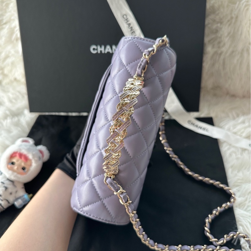 香奈兒 Chanel 24A cf mini 麥穗手柄 鑽石手柄 手提 斜挎 單肩-3