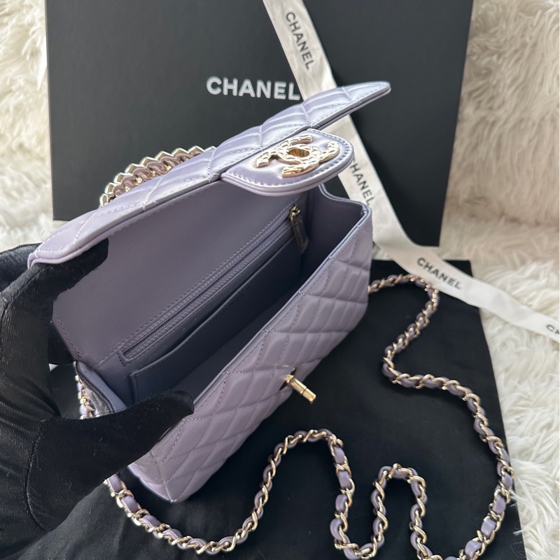 香奈兒 Chanel 24A cf mini 麥穗手柄 鑽石手柄 手提 斜挎 單肩-4