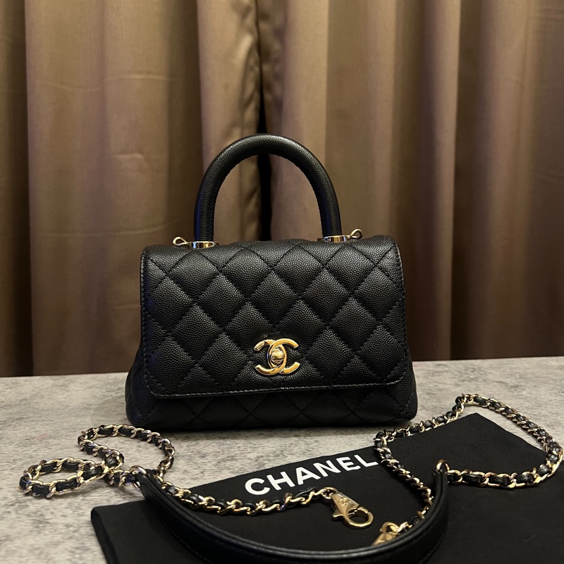 Chanel coco handle mini 芯片款 黑金 近新商品-0