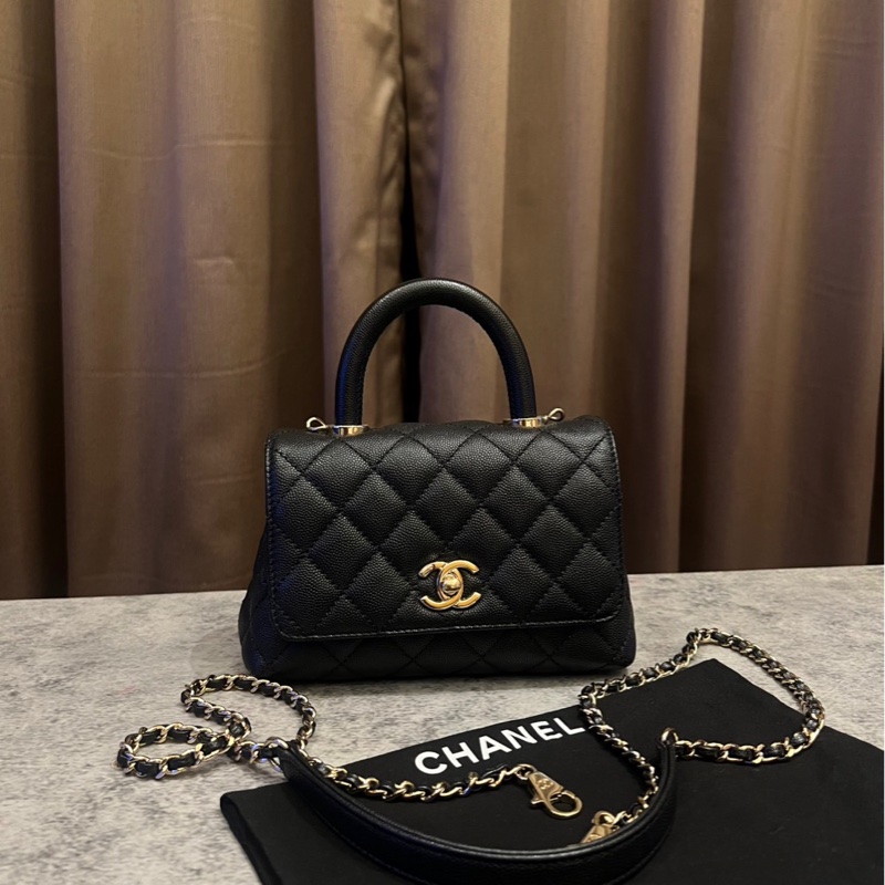 Chanel coco handle mini 芯片款 黑金 近新商品-9