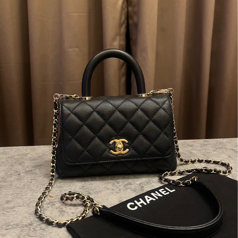 Chanel coco handle mini 芯片款 黑金 近新商品-11