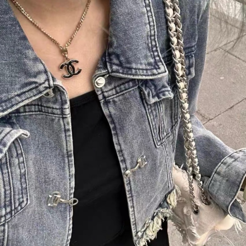 Chanel 香奈兒雙C黑色琺瑯項鍊-8