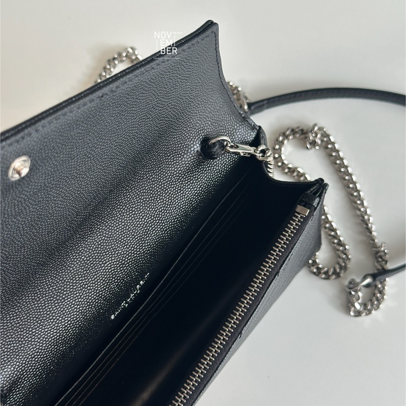 近全新🙌🏻 Saint Laurent YSL 聖羅蘭 WOC黑銀 斜背包 肩背包-8