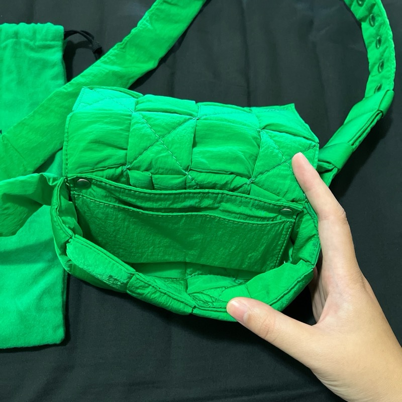 Bottega Veneta八格尼龍綠色胸包/腰包-8