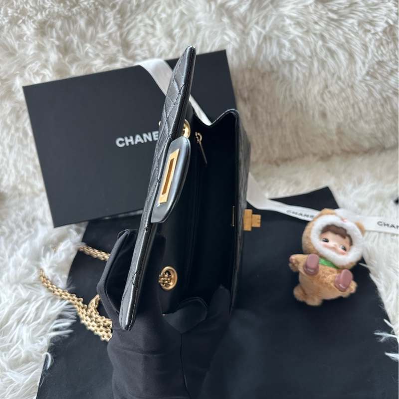 香奈兒 Chanel 2.55 mini 黑金 褶皺牛皮 超級耐用 全新現貨-6