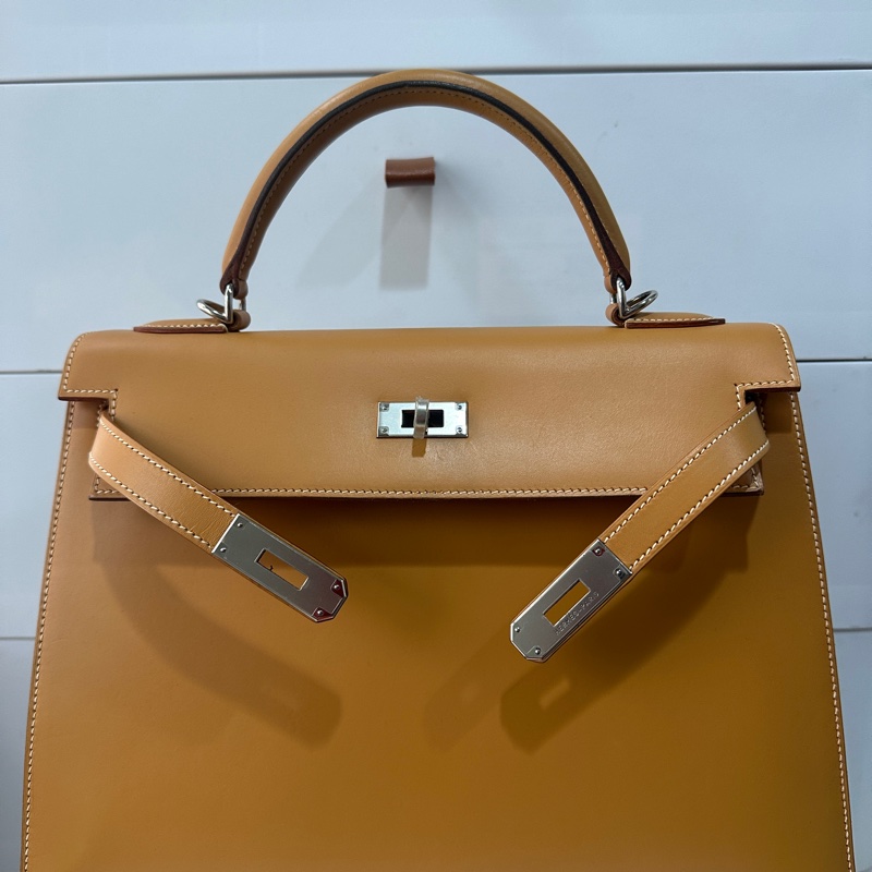 愛馬仕 雙環外缝32 Kelly 馬鞍皮 肩帶鎖具齊全，框F刻-1