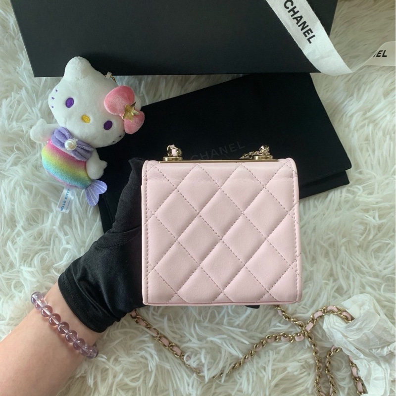 香奈兒 chanel 22s trendy cc mini woc 櫻花粉 斜挎 單肩 羊皮-2