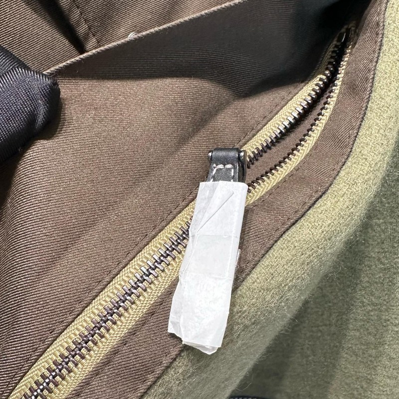 閒置 Burberry 格紋拼接流蘇雙面斗蓬 女款 橄欖綠色-5