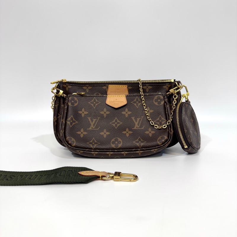 LV原花綠背帶五合一麻將包M44813-0