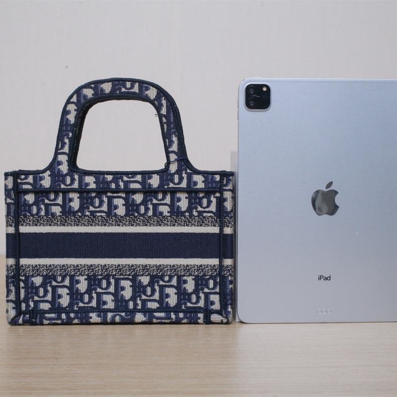 Book Tote 迷你 21.5 墨藍色 帆布 Oblique印花字母刺繡-2