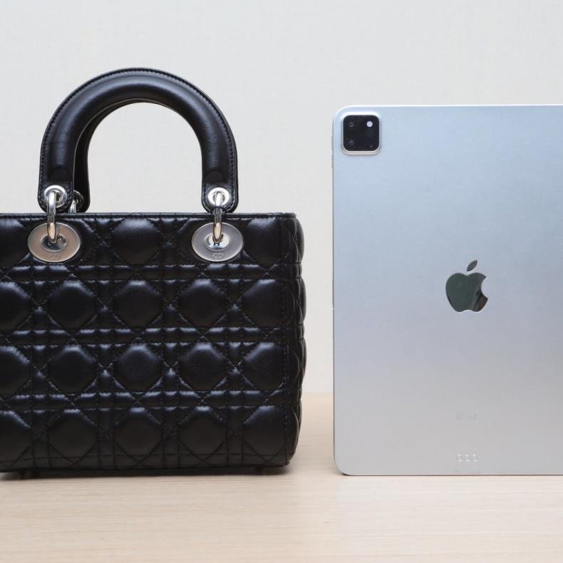 Lady Dior 戴妃包 四格 徽章肩帶 黑色 皮革S 銀釦 2016-2