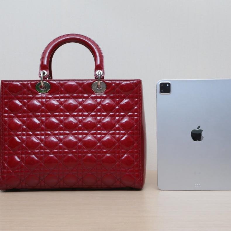 Lady Dior 戴妃包 七格 紅色 漆皮 銀扣 2014-1