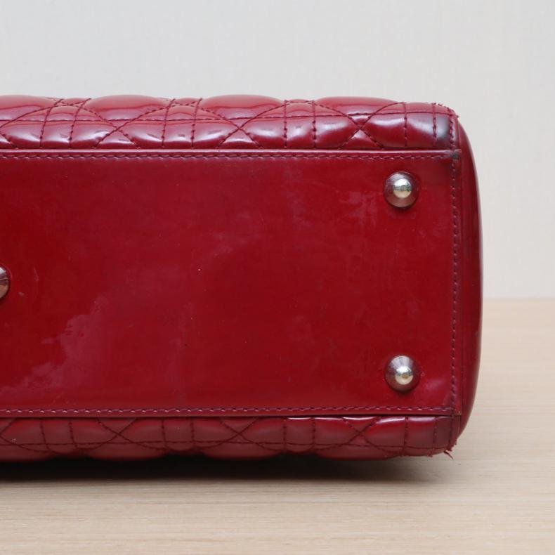 Lady Dior 戴妃包 七格 紅色 漆皮 銀扣 2014-3