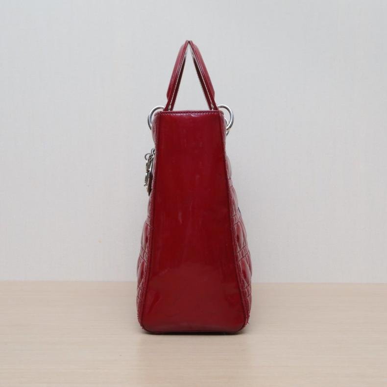 Lady Dior 戴妃包 七格 紅色 漆皮 銀扣 2014-4