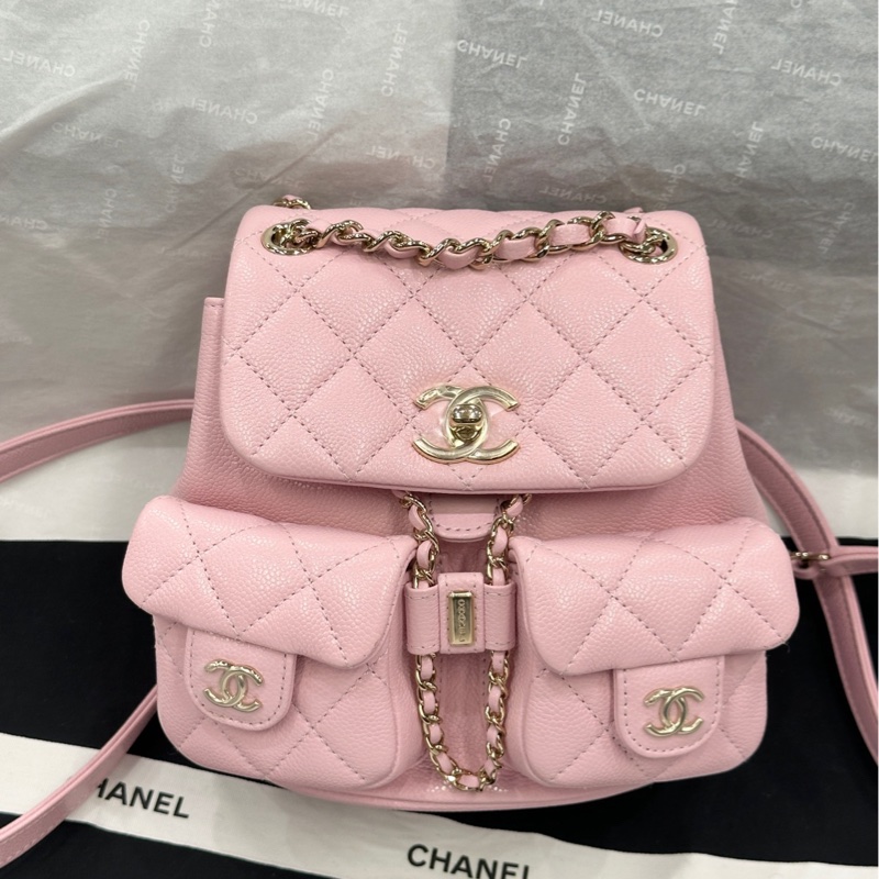 香奈兒 Chanel 25p duma 青蛙包 淺粉色 小背包 雙肩包 mini 小牛皮-0